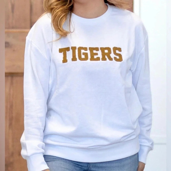 Tigers Sweatshirt Pullover College LSU Auburn Clemson embroidered crewneck - Picture 2 of 7